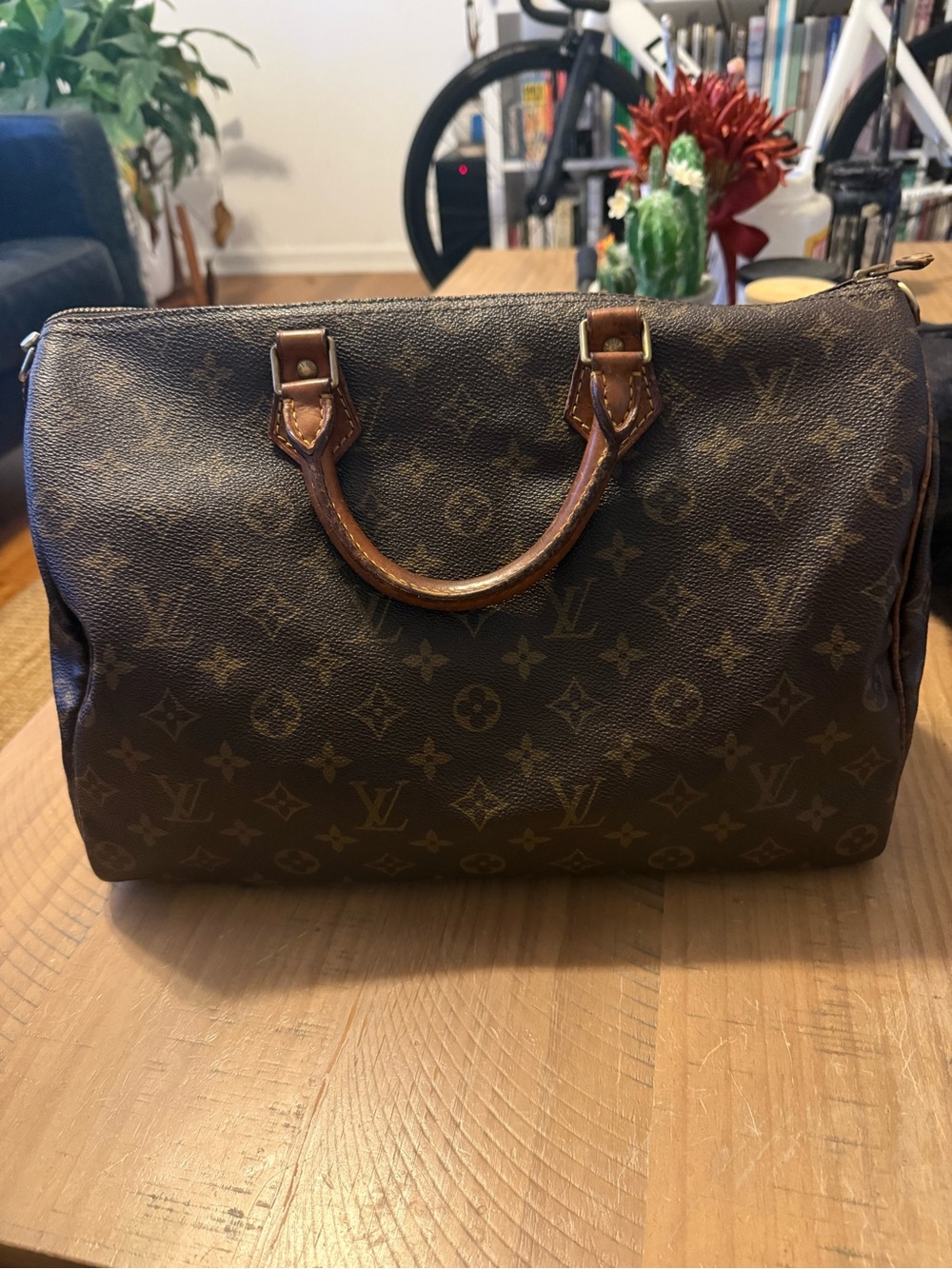 LOUIS VUITTON Monogram Speedy 35 Hand Bag M41524 LV Auth 72375
